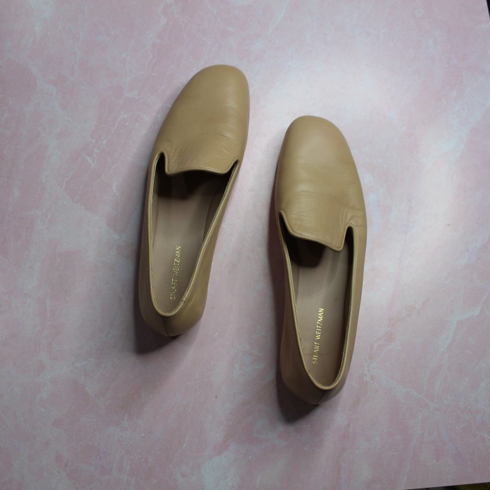 Stuart Weitzman Cream Myguy Rounded Toe Loafers S… - image 4